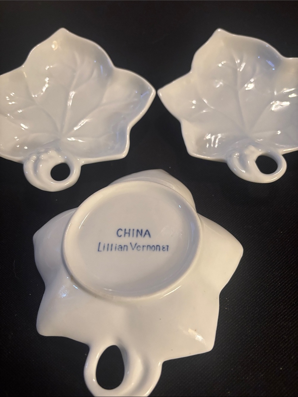 Lillian Vernon White Leaf-Shaped Porcelain Dishes (Set of 3)